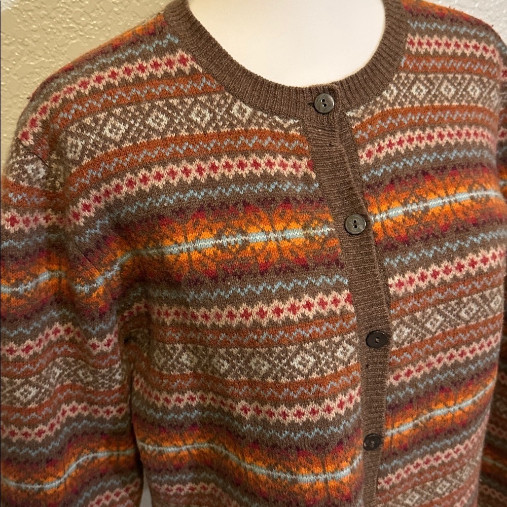 Paraphrase 100% Lambswool Icelandic Nordic Pattern Cardigan L